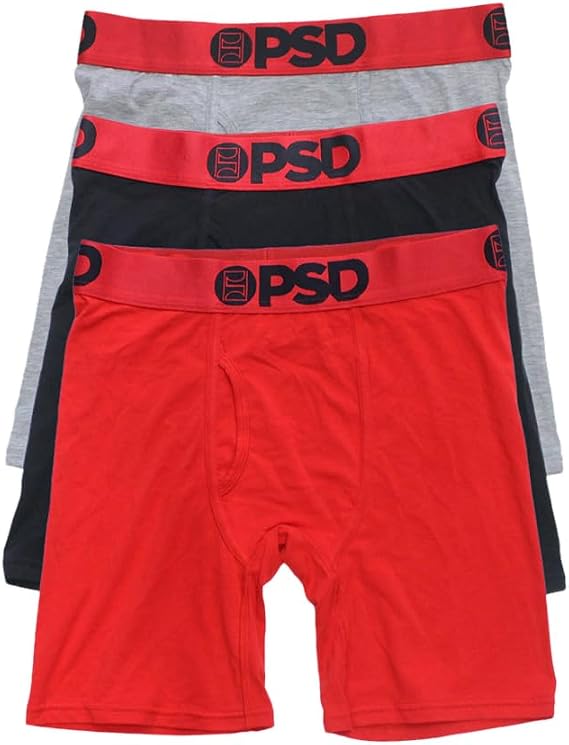 PSD Men's 3 Pack Modal Red Boxer Briefs, Red, S