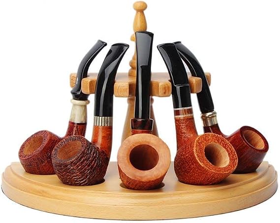 MUXIANG Wooden Pipe Stand for 5 Pipes (Beige)