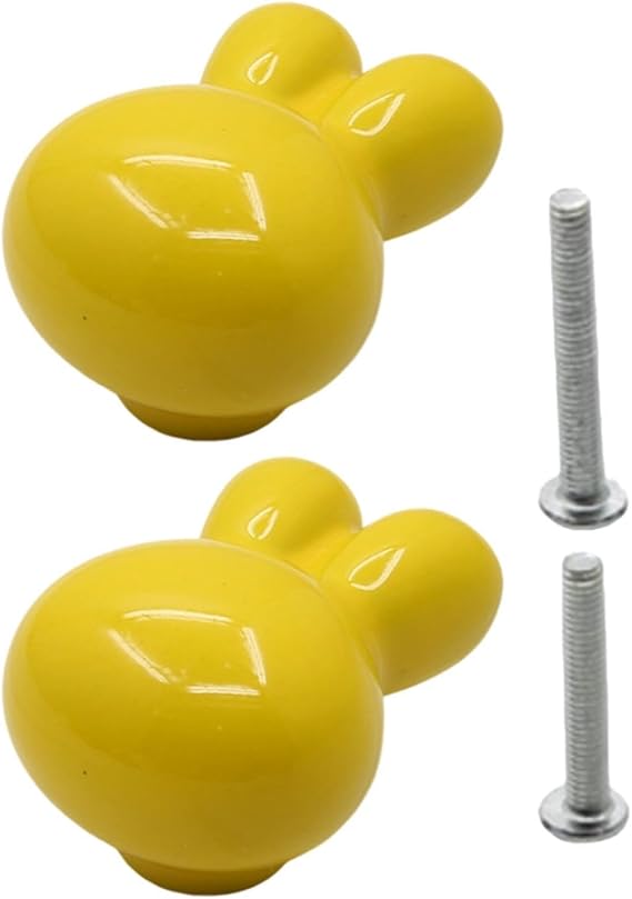Rabbit Figurine Drawer Pull Handle for Kids Room Cabinet Knob, Yellow
