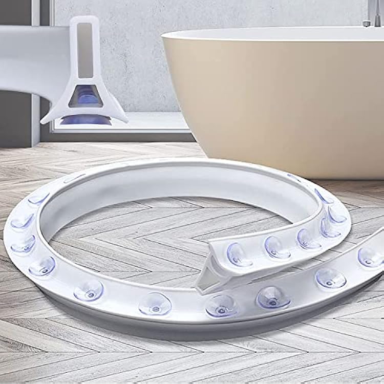 Shower Floor Water Barrier Strip,Suction Cup Shower Threshold Water Dam Barrier,Shower Guard Barrier and Retention System Waterproof Shower Water Blocking Strips,Wet Dry Separation