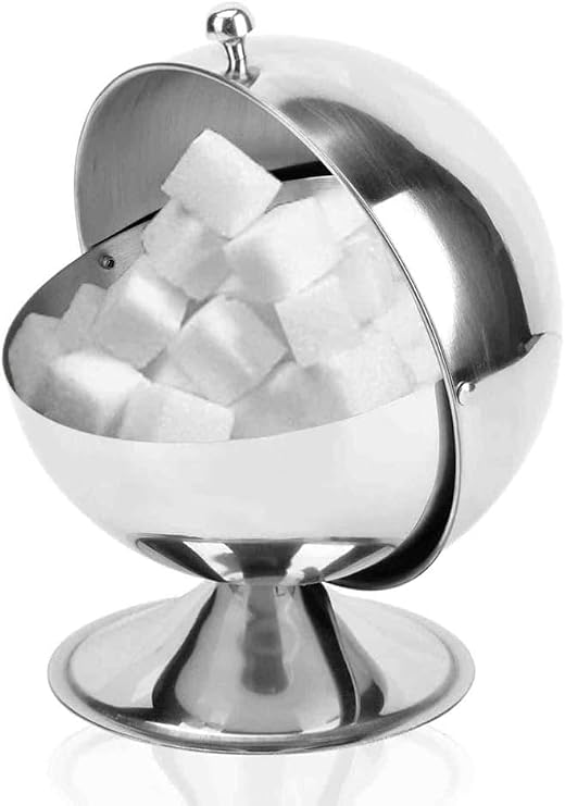 Jar Sugar Bowl Stainless Steel Spherical Sugar Container Flippable Salt Container Candy Seasoning Jar Kitchen Storage Organizer Sugar Jar