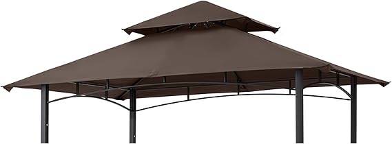 MASTERCANOPY Replacement Canopy top for Grill Gazebo L-GG001PST-F, Brown | Canopy Only, 100% Waterproof Polyester, CPAI-84 Fire-Retardant, Vented Double-Tier Top, Fits L-GG001PST-F