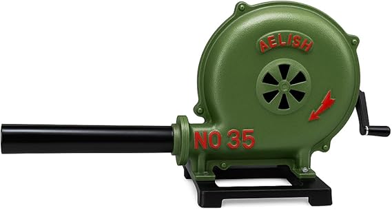 Hand Crank Blacksmithing Forge Blower,11 Inch Cast Aluminum Casing, Heavy Duty Manual Forge Blower for Farrier Blacksmith Coal Forge Firepot BBQ Outdoor Cooking Camping