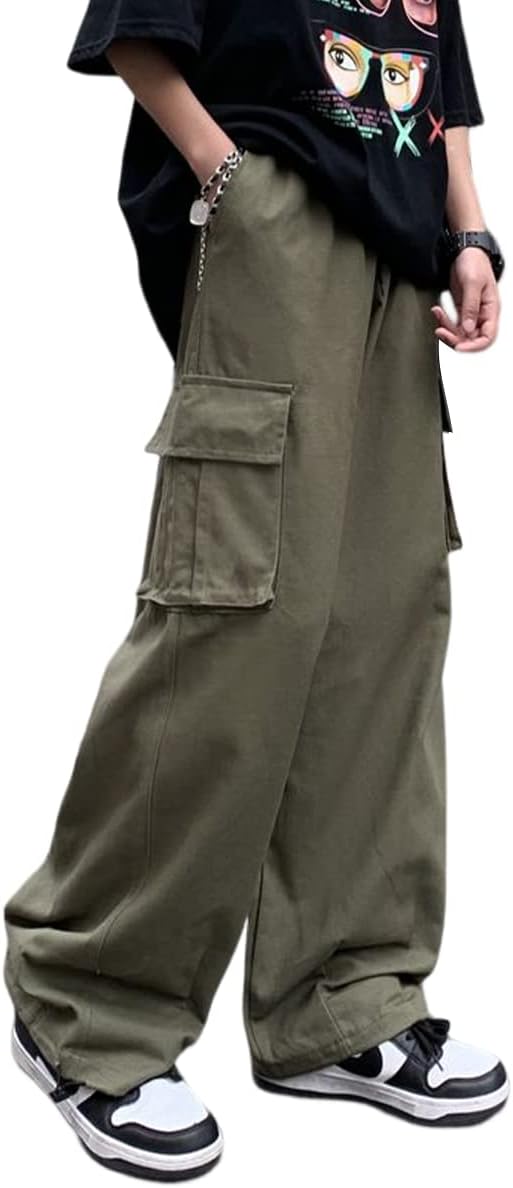 Women Cargo Pants Y2K Baggy Streetwear Cotton Loose Fit with Pocket Wide Leg