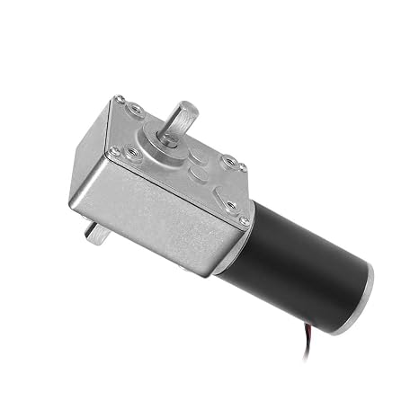 DC 12V 5RPM 15Kg.cm 8mm Double Shafts Self-Locking Reversible Worm Gear Motor with Cable, High Torque Speed Reduction Motor, Turbine Electric Gearbox Motor