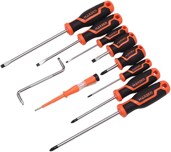 Edward Tools Pro 10 Piece Screwdriver Set - Phillips and Flathead Screwdrivers, Stubby Screwdrivers, SZ Screwdriver, Voltage Test Pencil - ErgoGrip Handles - Magnetic Heads - Heavy Duty CR-V Steel