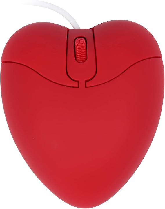 Wired Mouse Cute Red Heart Shape Computer Mouse for Laptop Small Size Pocket Silent USB Optical Mini Corded Mouse 3 Buttons 1200 DPI Travel Wired Mouse for PC Computer NoteBook MacBook MAC Kids Gifts