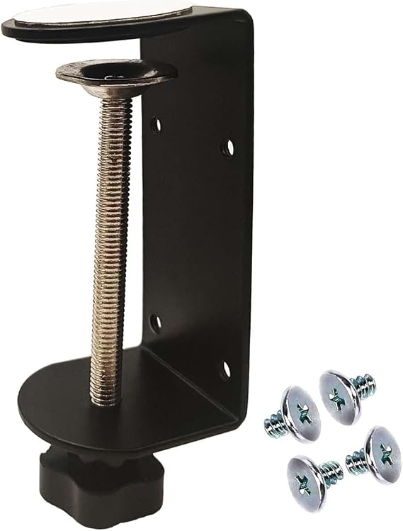 Desk Clamp with Adhesive Power Strip Holder, 3 Inch C-Clamp with Four Small Holes in the Back, Double-Sided Adhesive Pads Clamp On Desk Lamp, 1-Pack Adjustable Clamps for 0.39"~3.5" Desktop
