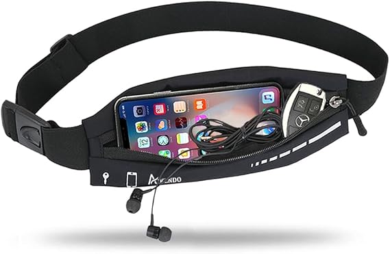 AIKENDO Slim Running Belt for Women Men,Runners Fanny Pack Phone Holder | Running Pouch Waist bag for Workout Jogging Sport Exercise Marathon, Money Belt,Running Gear Accessories,Fits All Cell Phones