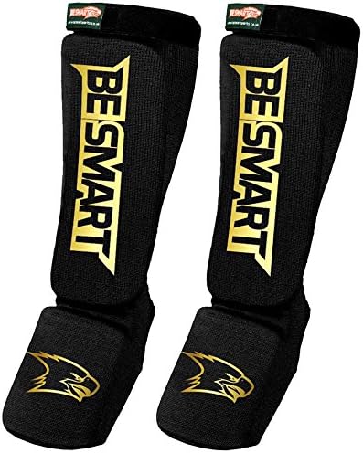 Be Smart Kids, Adults, Youth, Men and Women Muay Thai MMA Kickboxing Shin Guards, Instep Guard Training, Sparring Protective Gear Equipment Shin Kick Pads