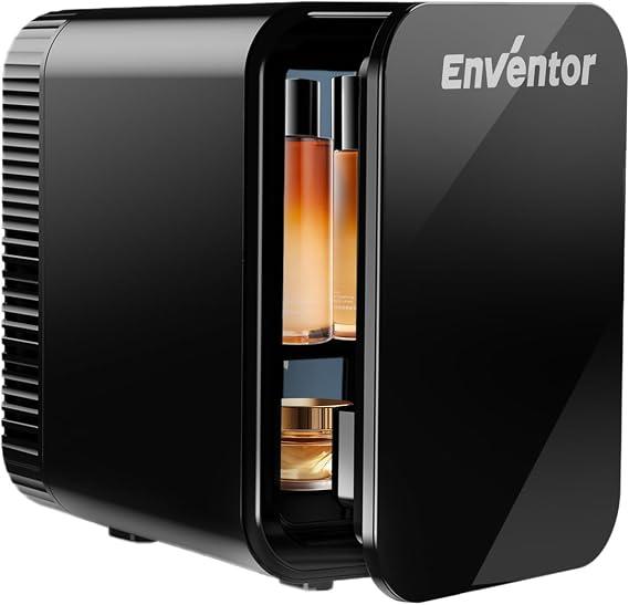 Enventor Mini Fridge 4 Litre/ 6 Can, Portable Cooler and Warmer, AC+12V DC | Mini Fridge for Bedrooms, Car, Skincare, Fruit and Drinks, Black