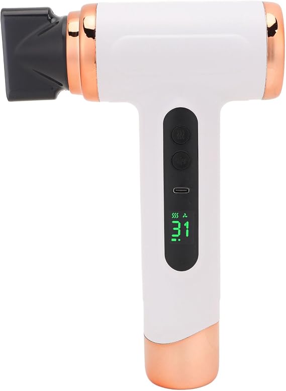 Portable Cordless Hair Dryer, Compact USB Rechargeable Hair Dryer 200W, Lightweight Design, Ideal for Students Dormitory (White)