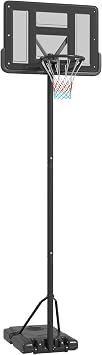 Portable Basketball Hoop, 7.5 10FT Height Adjustable Swimming Pool Basketball Goal with 43.25" Backboard, Wheels and Fillable Base, for Youth Adults