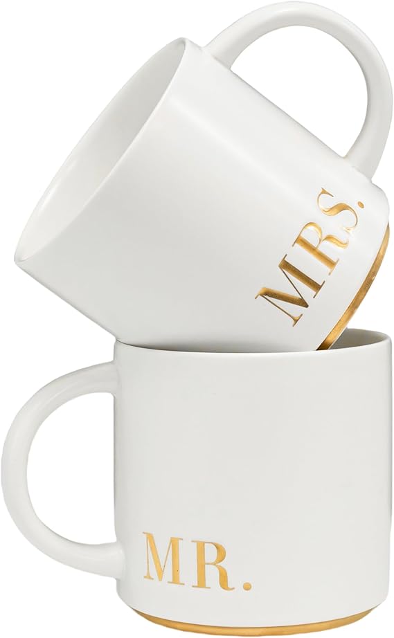 COLLECTIVE HOME Mr. & Mrs. Ceramic Coffee Mug Set, 15oz, 2-Piece
