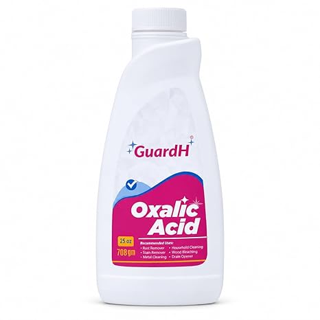 GuardH Oxalic Acid, 25 oz (708 g), 99.6% Pure Industrial Grade - Rust Remover, Stain Cleaner, Metal Polish, and Household Cleaning Solution