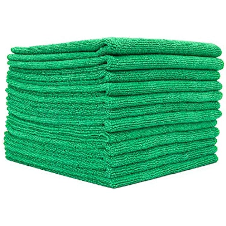 The Rag Company - All-Purpose Microfiber Terry Cleaning Towels - Commercial Grade, Highly Absorbent, Lint-Free, Streak-Free, Kitchens, Bathrooms, Offices, 300gsm, 16in x 16in, Green 12-Pack
