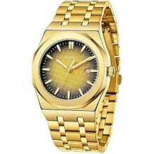 BUREI Watches Stainless Steel Analogue Wristwatch Waterproof Date Men's Watches Classic Business Men's Quartz Watch Gifts for Men