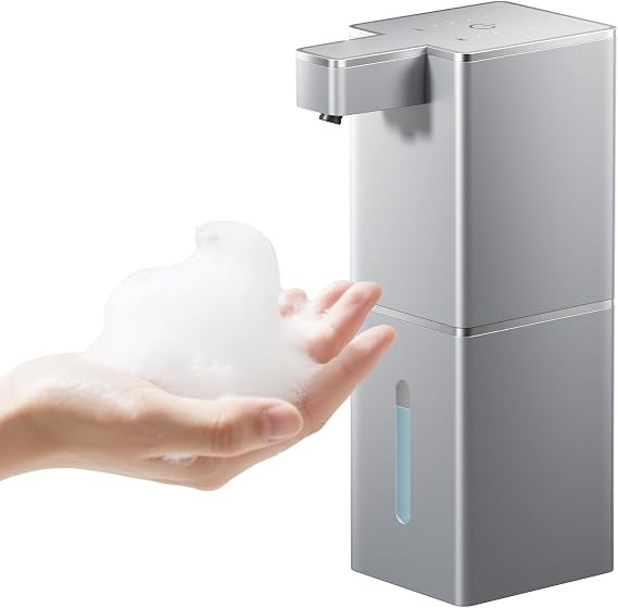 P12 Automatic Foaming Soap Dispenser - Touchless, 4-Level Adjustable Foam, 1200mAh Large Capacity Rechargeable Battery, Distinctive Angular Design for Bathroom, Kitchen