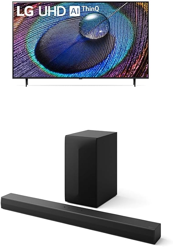 LG 75-Inch Class UR9000 Series Alexa Built-in 4K Smart TV (3840 x 2160),Bluetooth, Wi-Fi, USB, Ethernet, HDMI 60Hz Refresh Rate, AI-Powered 4K,Black,LG 3.1 ch. Sound Bar with Dolby Audio