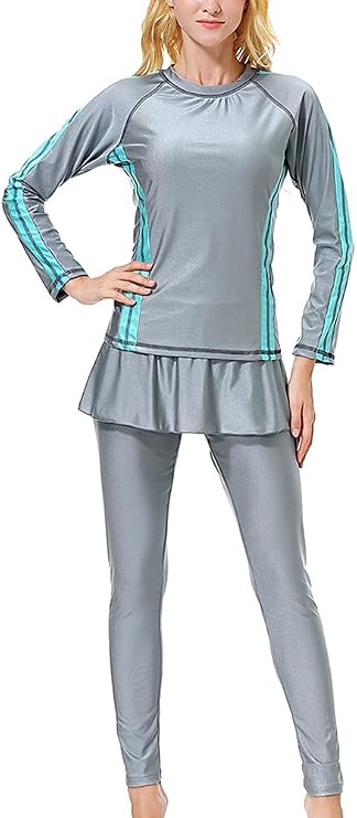 YEESAM Muslim Swimsuits for Women Girls with Skirt Full Body Arabic Swimwear