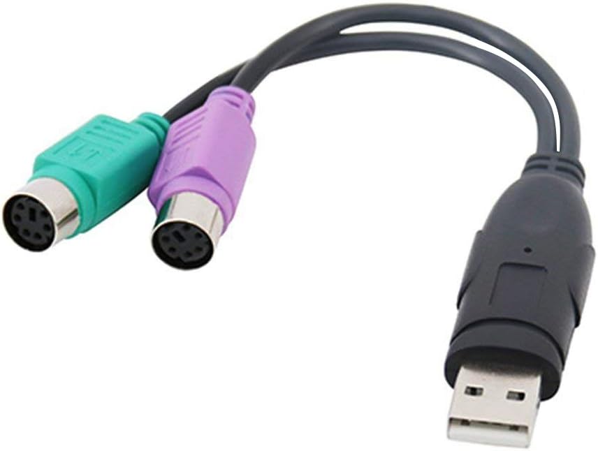 TanQY PS2 to USB Adapter For Keyboard & Mouse with PS2 Interface,Built-in USB IC,Support PS2 Port of KVM Switch Purple&Green