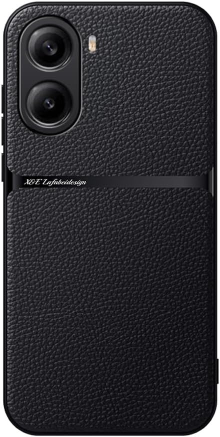 Kepuch Case Compatible for Redmi Turbo 4/Xiaomi Poco X7 Pro - Litchi Grain Magnetic Holder Built-in Metal Plate Cover Bumper - Black