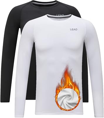 LEAO Youth Boys Compression Shirt Fleece Quick Dry Sports Baselayer Soccer Baseball Basketball Undershirt