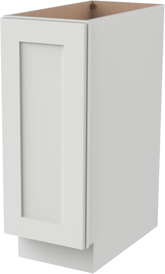 RTA Solid Wood Frame Base Cabinet with Full Height Door - 1 Door & 1 Adjustable Shelf, Kitchen Storage Cabinet for Entryway, Living Room, Office (21" W x 24" D x 34.5" H, Shaker Origami White)