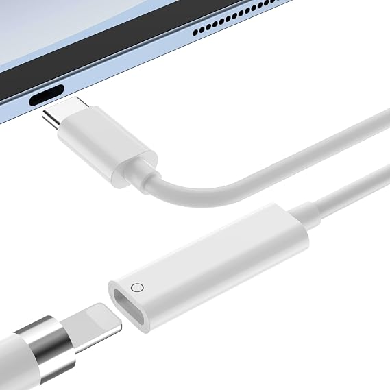 Pencil Charger Adapter for Apple Pencil 1st Gen Pair for iPad 10 | USB C to Pencil Adapter Only for iPencil 1st, USBC to for Lightning Pencil Charging Connector Dongle Cable for iPad 11th A16