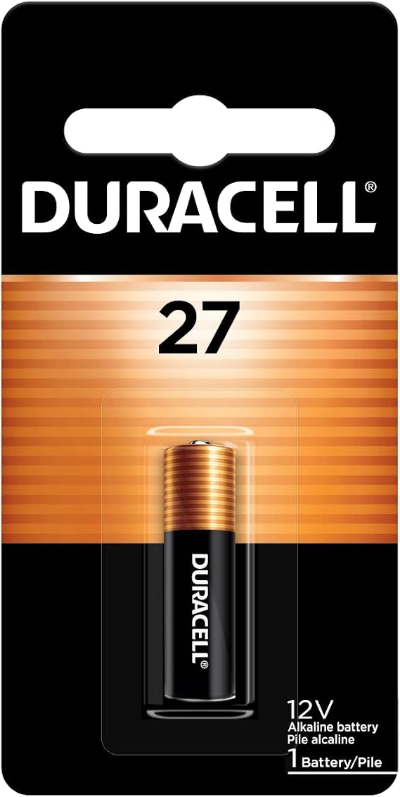 Duracell 27 12V Alkaline Battery, 1 Count Pack, 27 12 Volt Alkaline Battery, Long-Lasting for Key Fobs, Car Alarms, GPS Trackers, and More