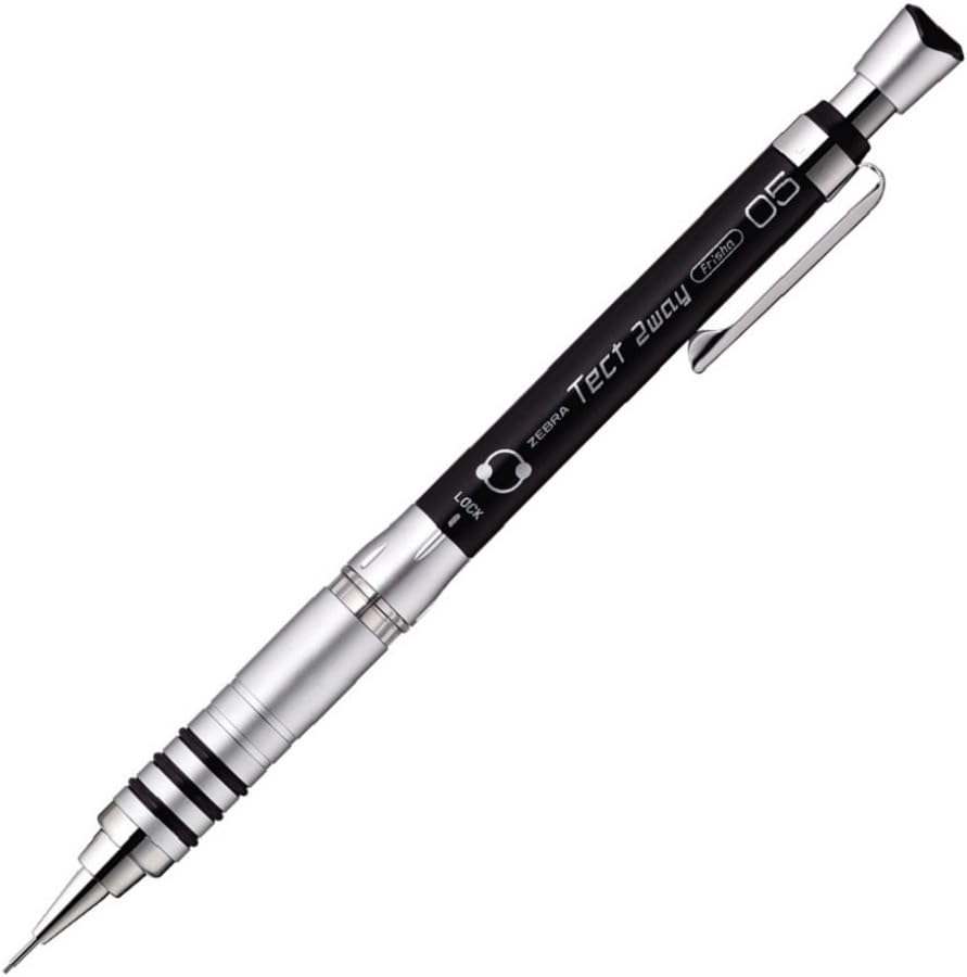 Zebra Mechanical Pencil, Tect 2 Way, 0.5mm, Black Body MA41-BK