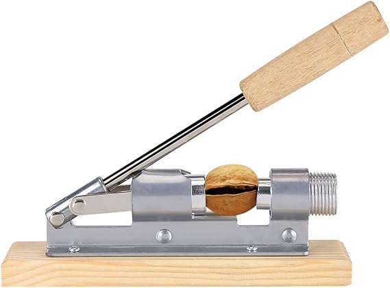 Heavy Duty Nutcracker,Manual Mechanical Lever Walnut Plier Labor Saving Desktop Opener Tools Shell Breaker with Wood Base & Handle for Hazelnuts Almonds Brazil Nuts Pecan