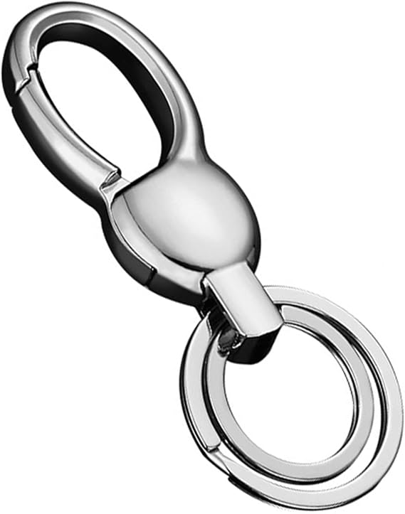 Quick Release Keychain with Double Key Rings, Heavy Duty Metal Key Fob Holder with Belt Loop Clip, for Men and Women