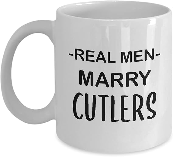 Gifts for Cutler Wife Husband Coffee Mug Tea Cup - 11oz Novelty - Professional Blade Smith Knifemaker Enthusiast Knifemaking Hobby Funny Cute Gag Idea - Real Men Marry