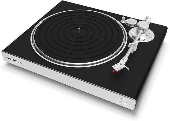 Victrola Hi-Res Carbon - 2-Speed Turntable with Ortofon 2M Red Cartridge & Carbon Fiber Tonearm (White/Silver)