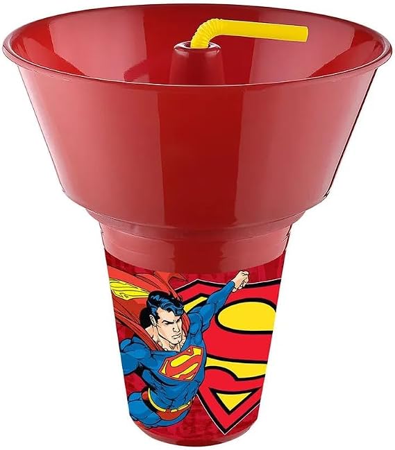 Supermn Lisanslı Cips ve Mısır Kovalı Pipetli Bardak