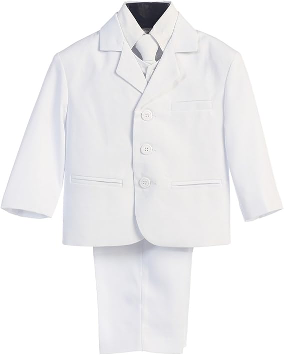 5 Piece White First Communion or Christening Suit with Shirt, Vest, and Tie (10 Husky)