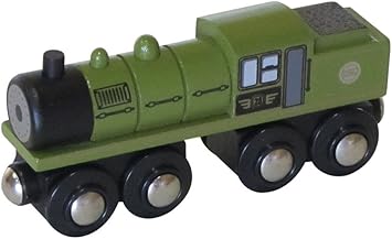 Maxim Enterprise Inc. Wooden Train Engine, Heritage Engine Locomotive for Toy Train, Compatible with Thomas & Friends, Brio Railway Set & Other Major Brands Wooden Train Set and Accessories, Green