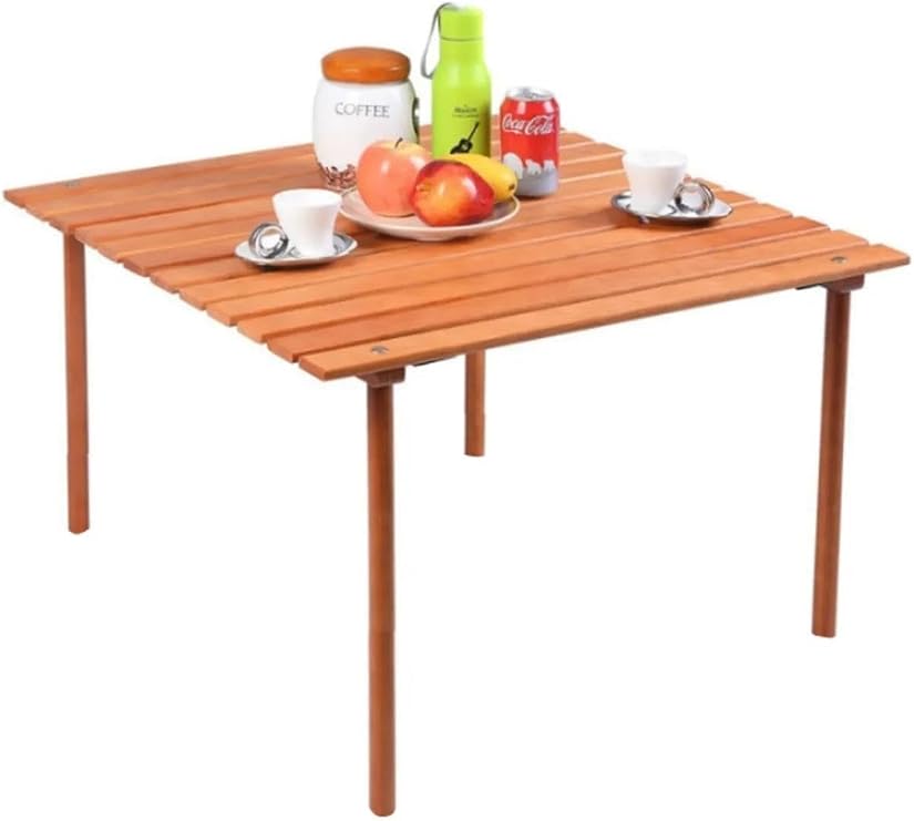 Wooden Folding Roller Table Camping Outdoor Garden Car Car Table with Bag 60x57