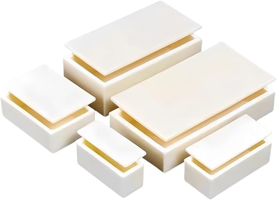 Ceramic Crucible Bowl, Rectangular 99% Pure Al2O3 Alumina Ceramic Crucible With Lid 1pc Multiple Sizes(50x20x10mm with lid)