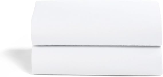 Snuz Bedside Crib Fitted Sheets - Fits All SnuzPod Cribs, 100% Jersey Cotton SnuzPod Sheets, Machine Washable, Tumble Dryer Safe, Breathable, Universal Fit 44x80cm, 2 Pack, White