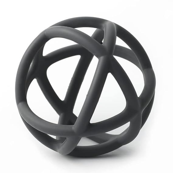 Baby Teether Ball Toy, BPA Free Silicone Soft Ball Easy to Hold Teether for Babies Ages 6 Months+ (Dark Grey)