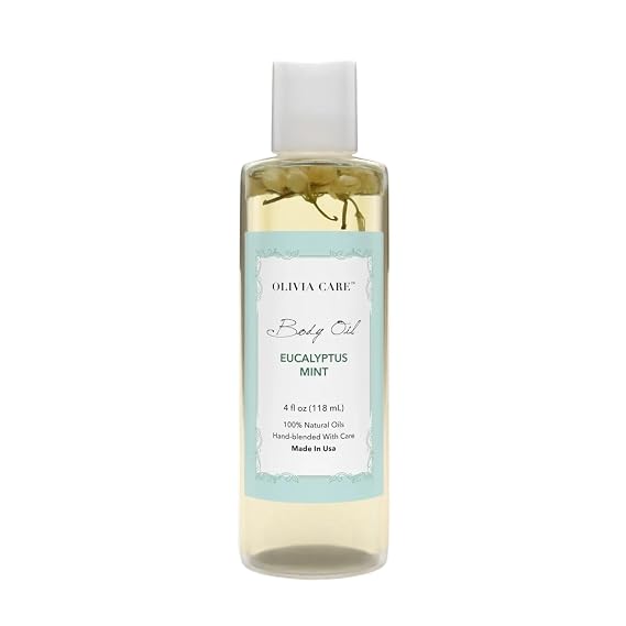 Olivia Care Body Oil Eucalyptus Mint Vegan & Natural | Hydrating & Moisturizing - Infused with VITAMIN E, K & Omega Fatty Acids - Refreshing Fragrance - (Eucalyptus Mint)