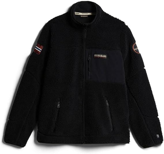 Napapijri Yupik Full Zip Fleece Funnel Neck Jacket - Black-XXL