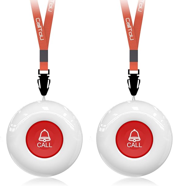 CallToU Wireless Call Buttons for Caregiver Pager and Restaurant Calling Pager Waterproof 500+ Feet Operating Range for Elderly/Patient/Disable(Need to Be Paired with Receiver to Work)
