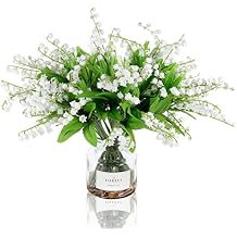 Tinsow 20 Pcs Artificial Lily of The Valley Faux Flowers Bell Orchid Wedding Bouquet, May Flower for Home Garden Wedding Party (20)
