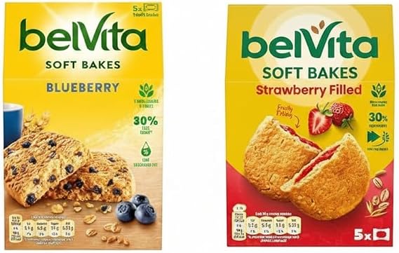 Belvita Berry Filled Soft Bakes Bundle, Blueberry & Strawberry, 10 x 50 g