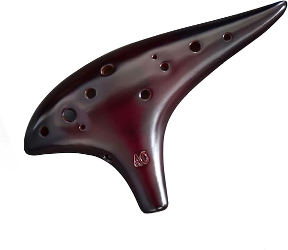 Ocean Notes 12 Hole Sweet Potato Ocarina Graceful Shape Pottery Ocarina in Alto C (Smoked Coffee)