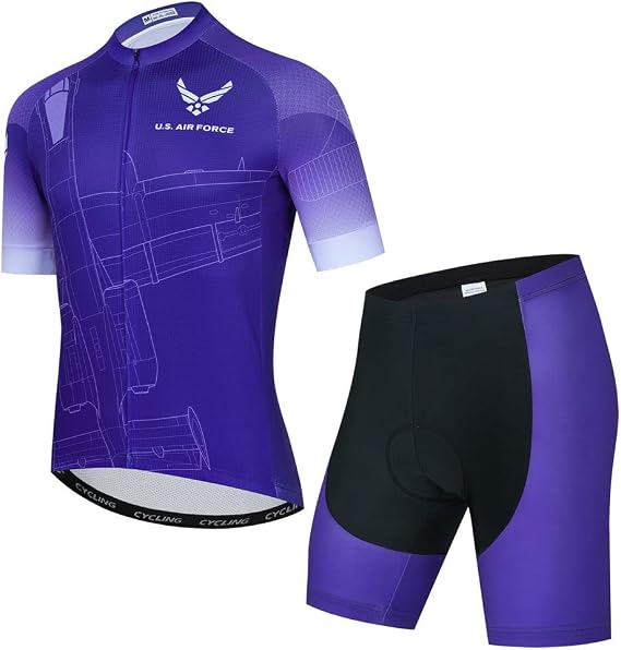 Men Cycling Jersey Set Cycle Short Sleeve Shirt and 3D Cushion Shorts Padded Suit Biking Top