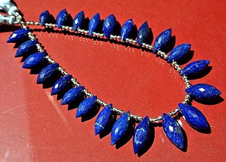 13 inch natural beads strand of 17.5x6.5-13.5x5.5mm faceted rice lapis lazuli gemstone briolletes beads for DIY jewelry - necklace, bracelet, earring, ring.
